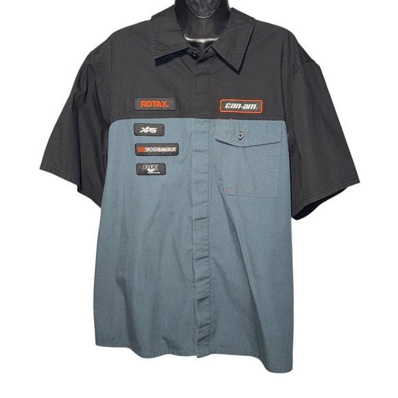 BRP Other - BRP Can-Am Rotax Men’s Colorblock Work Shirt Black Gray Short Sleeve XL